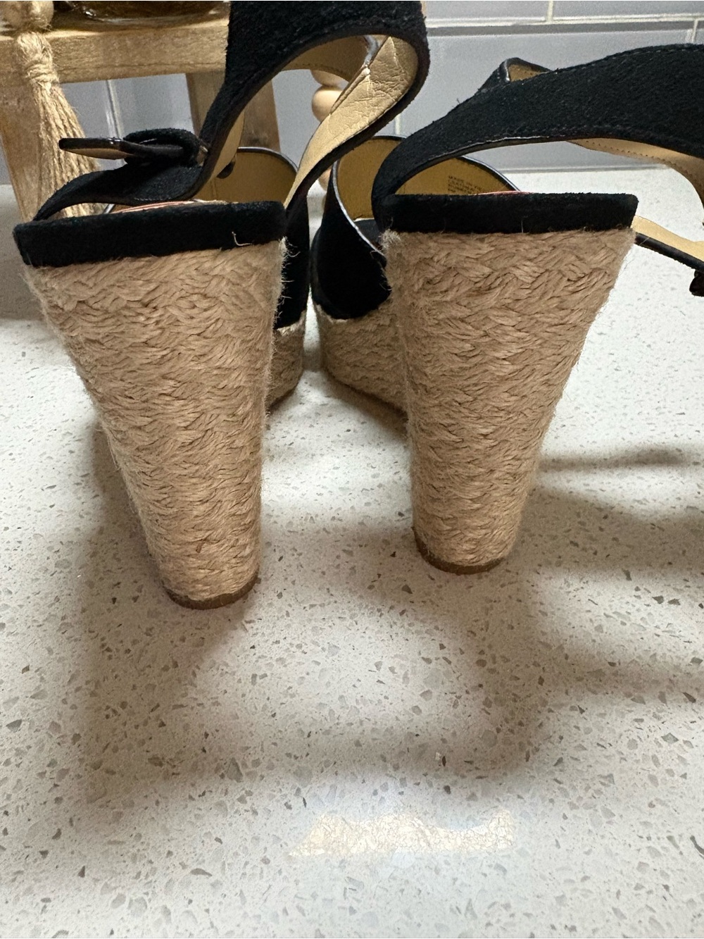 Michael Kors Black Suede Espadrille Wedge Sandals - Picture 4 of 5